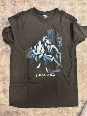 FRIENDS Black Tee with Blue Cast Graphic